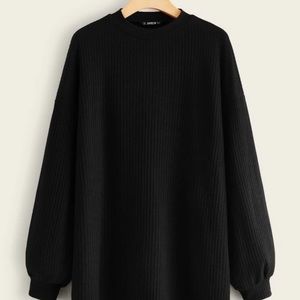 SHEIN Drop Shoulder Mock-Neck Rib Knit Dress